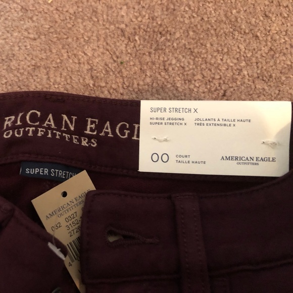American Eagle Hi-Rise Maroon Jegging- Size 00 - Picture 3 of 3